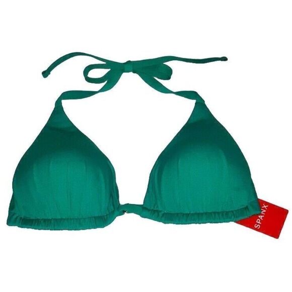Spanx Women Sz Large Triangle Bikini Swim Top Mystic Green - Picture 1 of 9